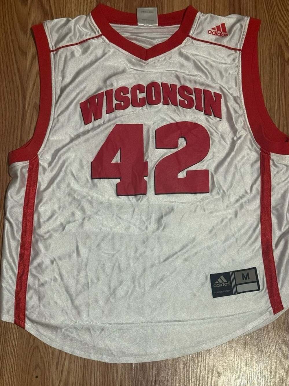 Adidas Wisconsin Badgers Basketball Jersey Size M White 42